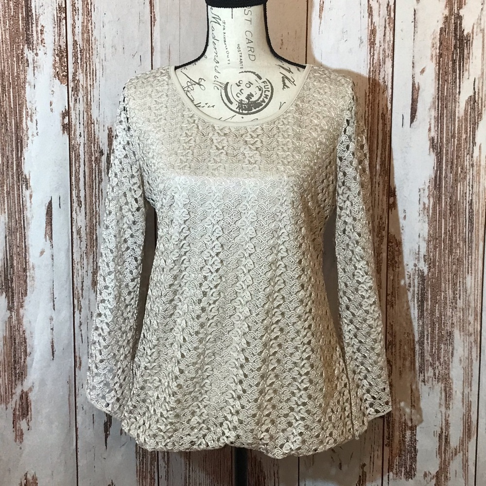 Roz & Ali Cream Shimmer Blouse